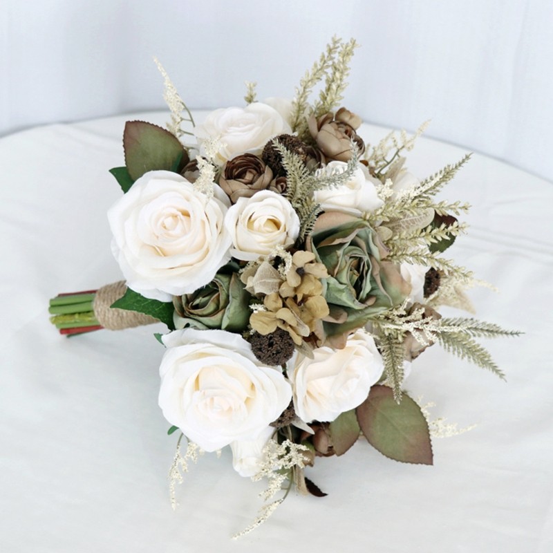Vintage Europe Style Bridal Bouquet Handheld Artificial Silk Flower Ornament