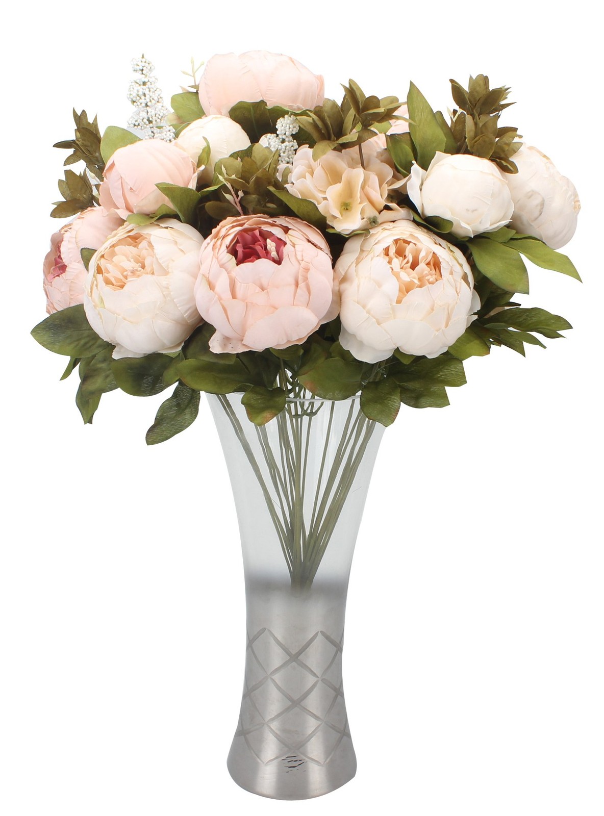 Artificial Peony Silk Flowers Wedding Bouquet Home Decor Blush Pink 13 Stems