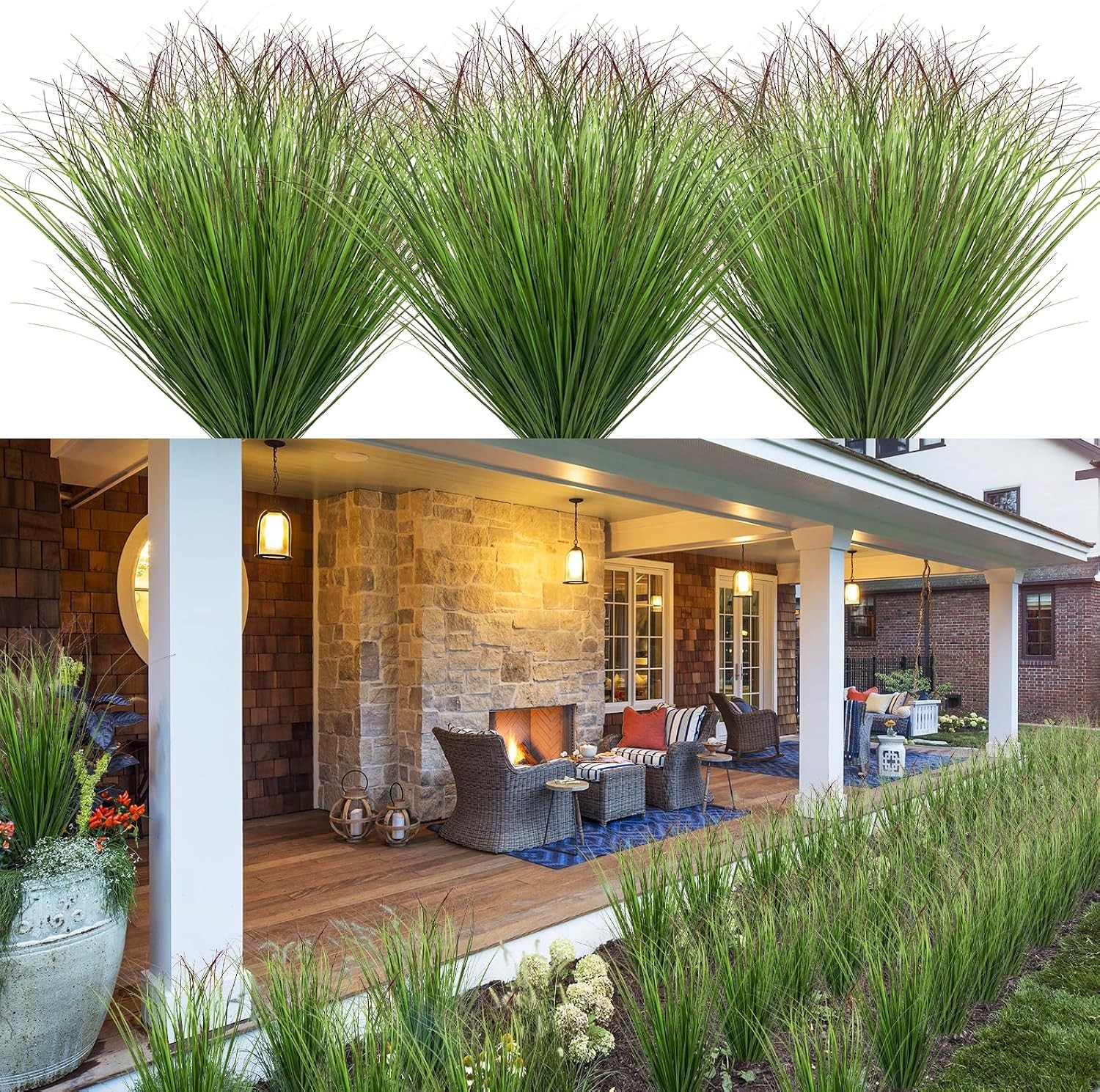 24 Pcs Artificial Wheat Grass, Tall Faux Shrubs for Outdoor Indoor US
