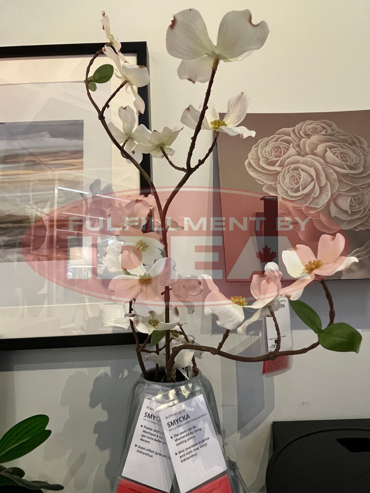 New IKEA SMYCKA White Dogwood Artificial Spray (39 ¼ “) 505.601.45