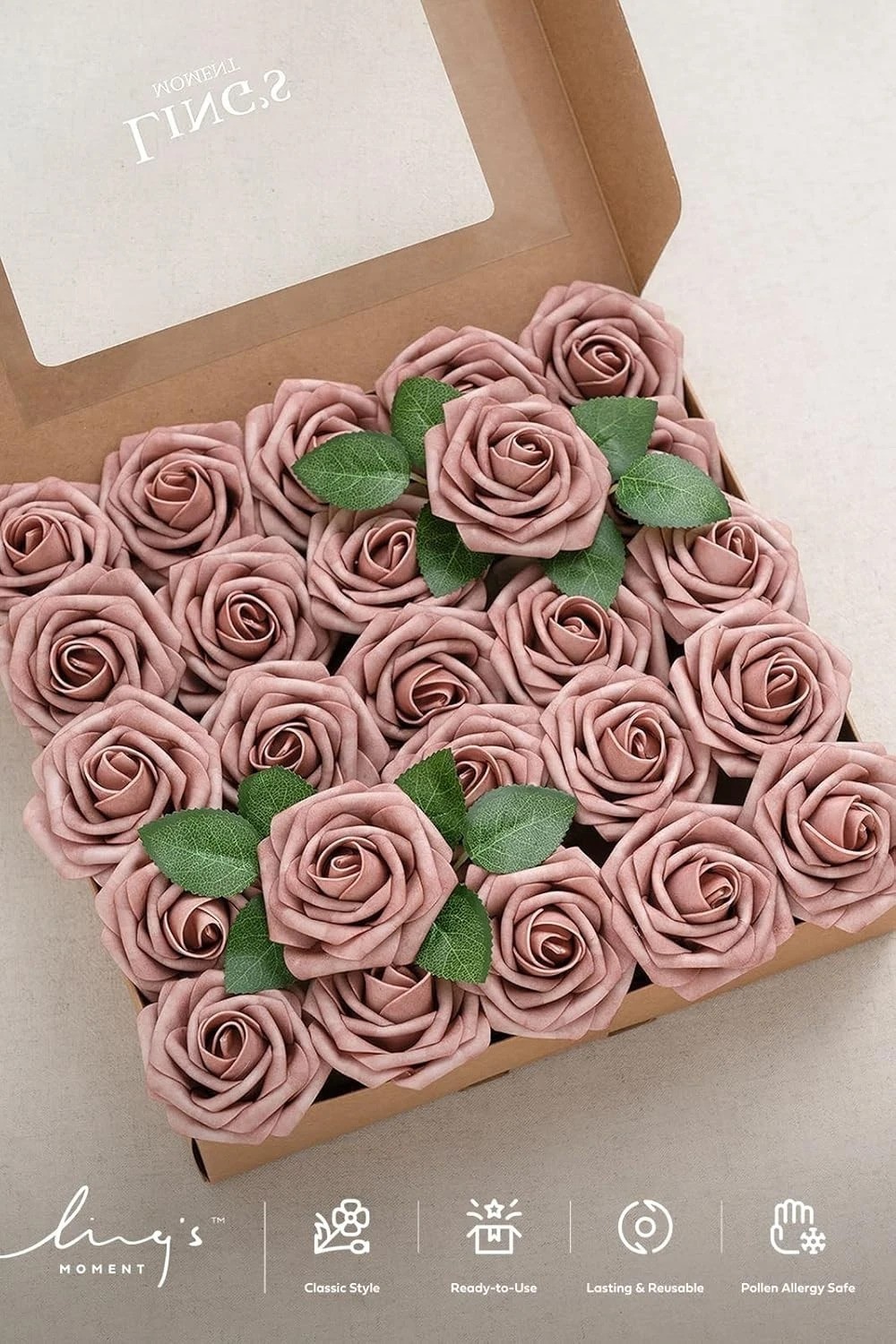 Stunning 25 Pcs Dusty Rose Foam Roses – Perfect for DIY Projects & Celebrations