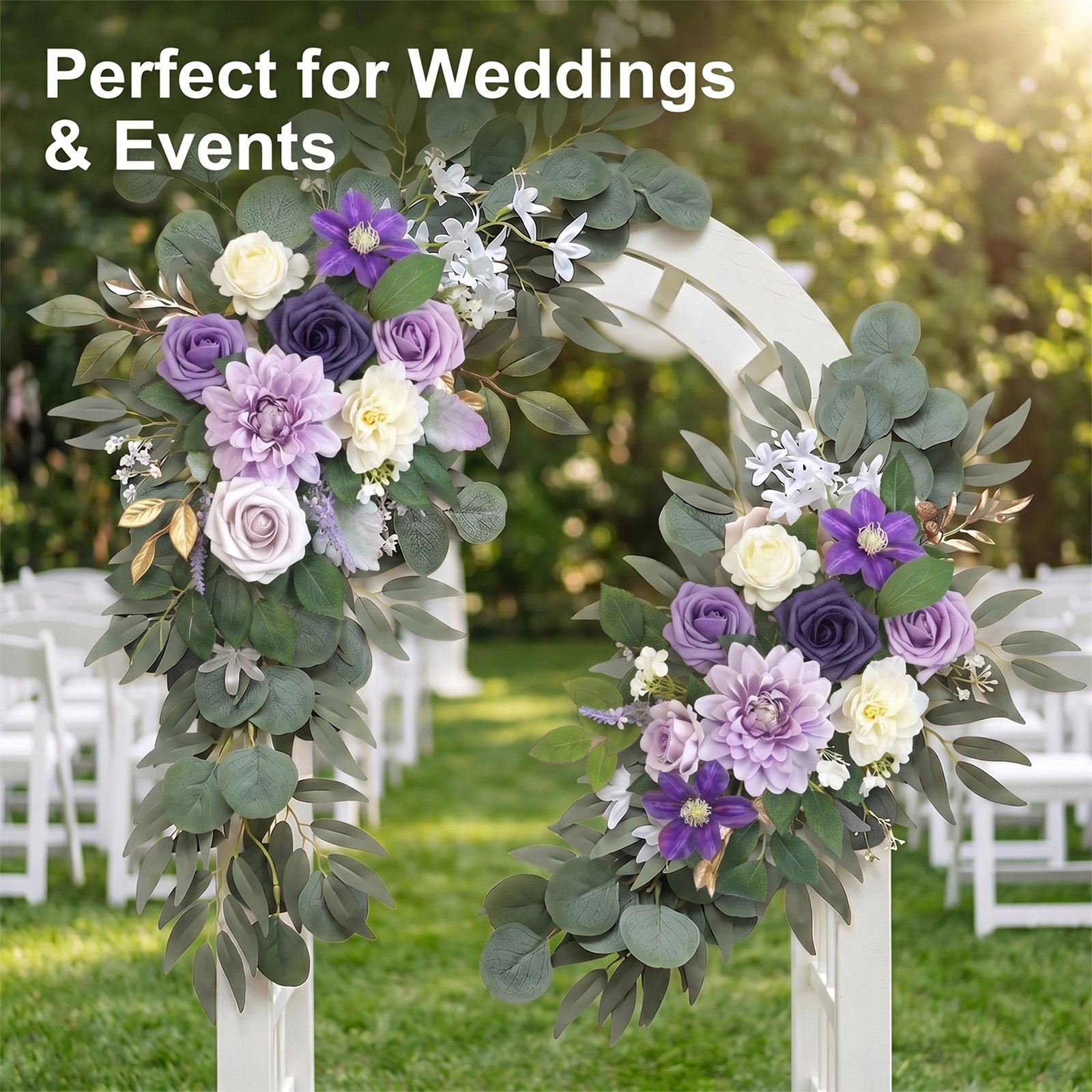 Wedding Arch Flowers Set of 4 for Wedding Welcome Sign Artificial Wedding Flower