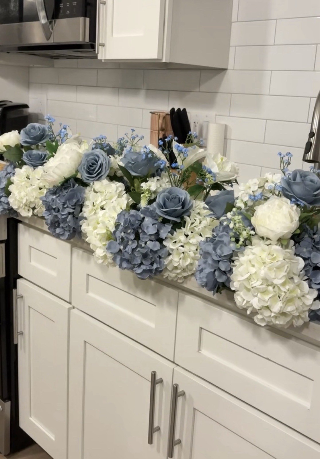 6 Silk Blue White Rose & Hydrangea Flower Centerpieces Decor and Extra Florals