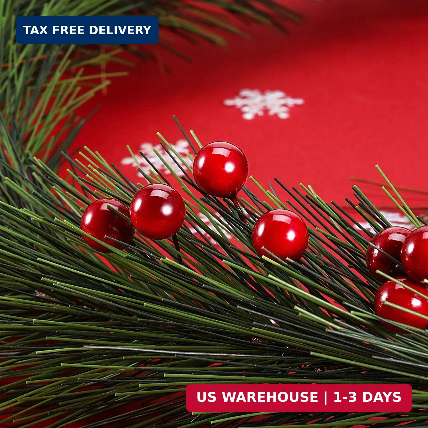 BBTO 100 Pack Artificial Holly Berries Mini 10 mm Christmas Fake Berries Stems C