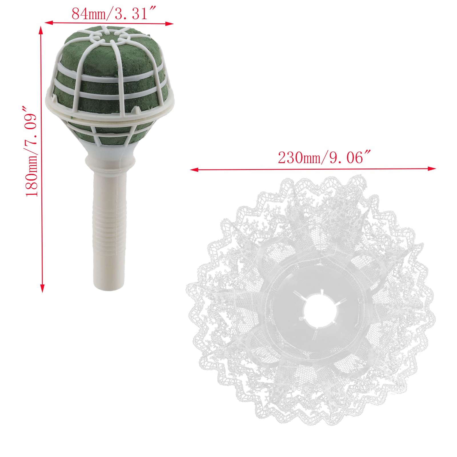 2PCS Bouquet Holder + 2PCS White Lace Bouquet Collar Bridal Bouquet Handle Fl…