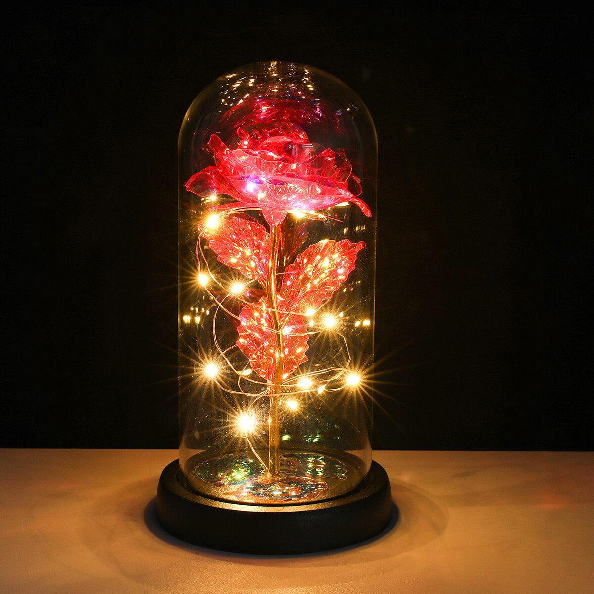 Forever Eternal Galaxy Rose Flower In Glass Dome LED Light Valentine’s Day Gift