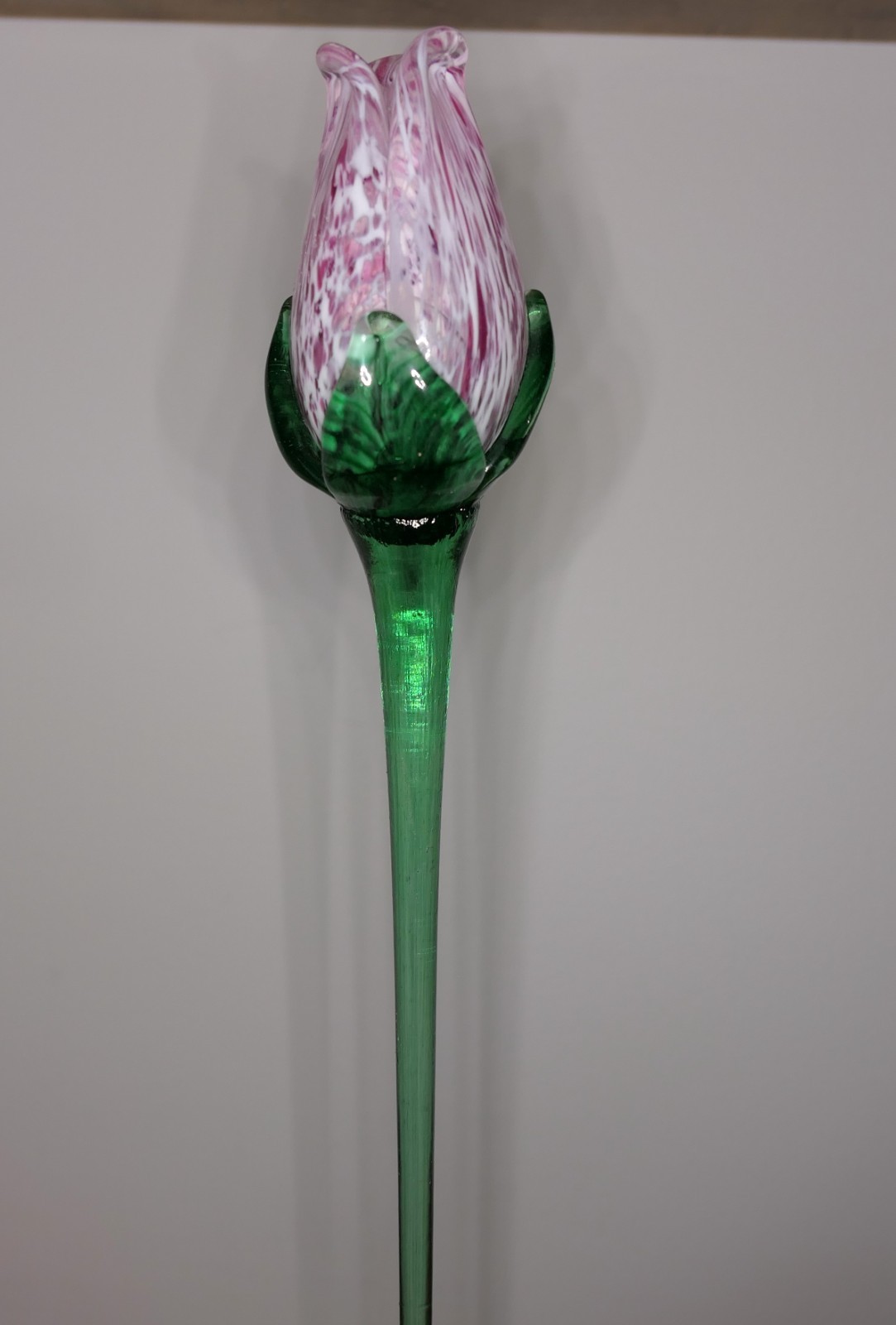 4 Art Glass Flowers Long Stem Czech Republic Royal Gallery Lilies Tulips 18″