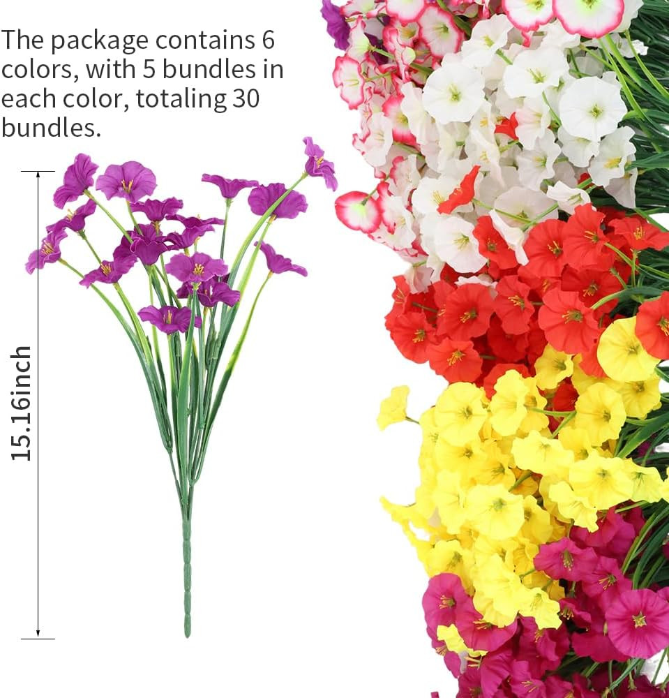 Vibrant UV Resistant Faux Daisy Flowers – 30 Bundles for Outdoor Decor