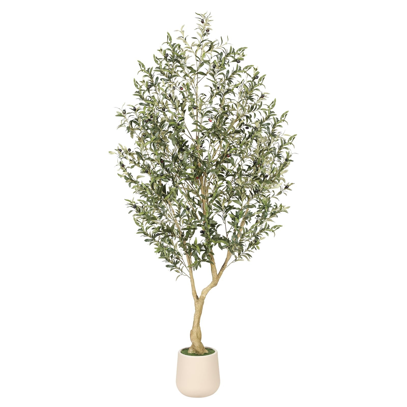 7ft Artificial Olive Tree with Tall Exquisite Planter – Realistic Fake Olive …