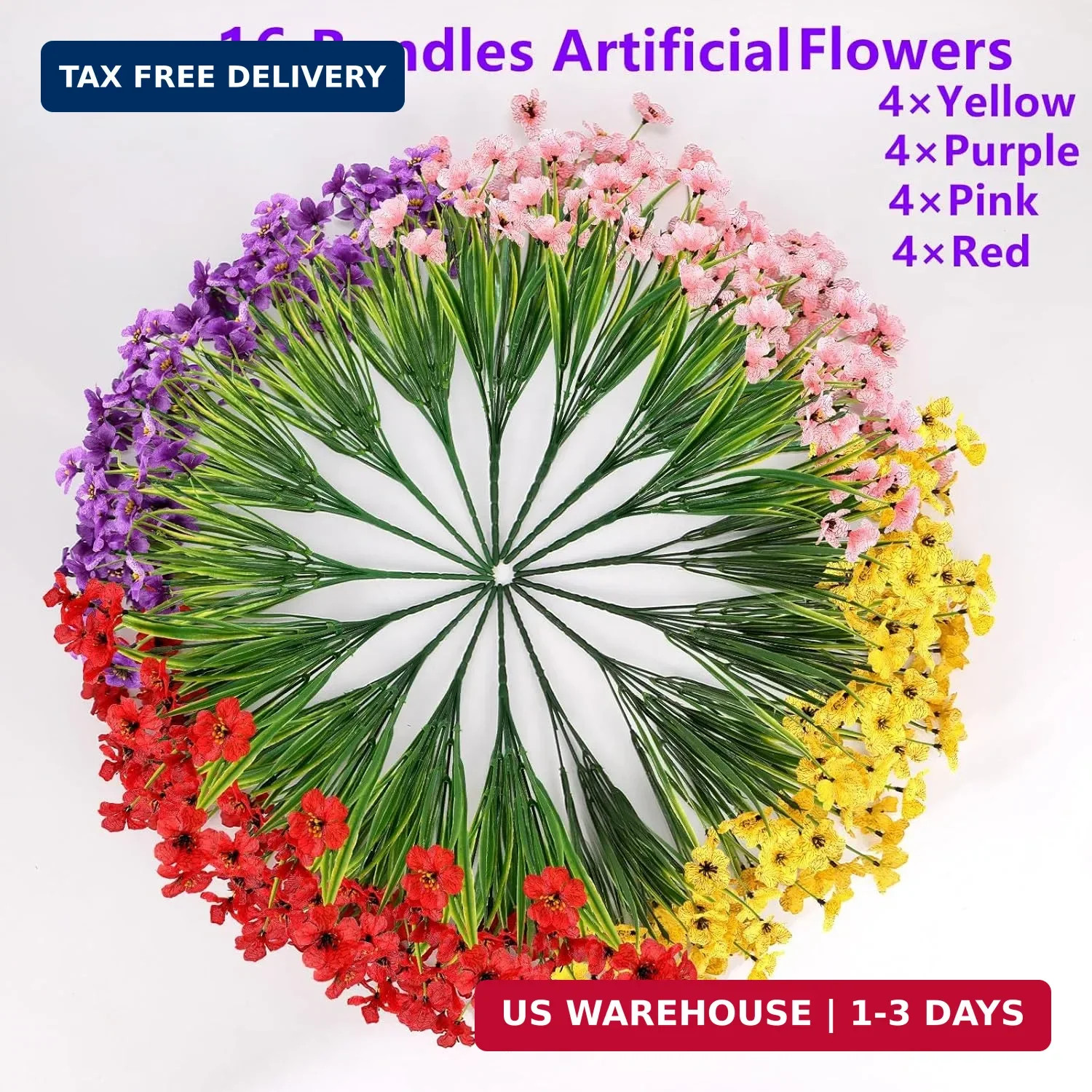 Geegoods 16 Bundles Artificial Mums Flowers for Outdoors, Mix 4 Colors | UV Resi