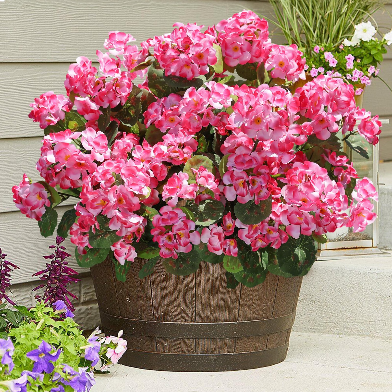 Artificial Geranium Fake Flowers for Outdoors Decoration, 6 Bundles Silk Gera…