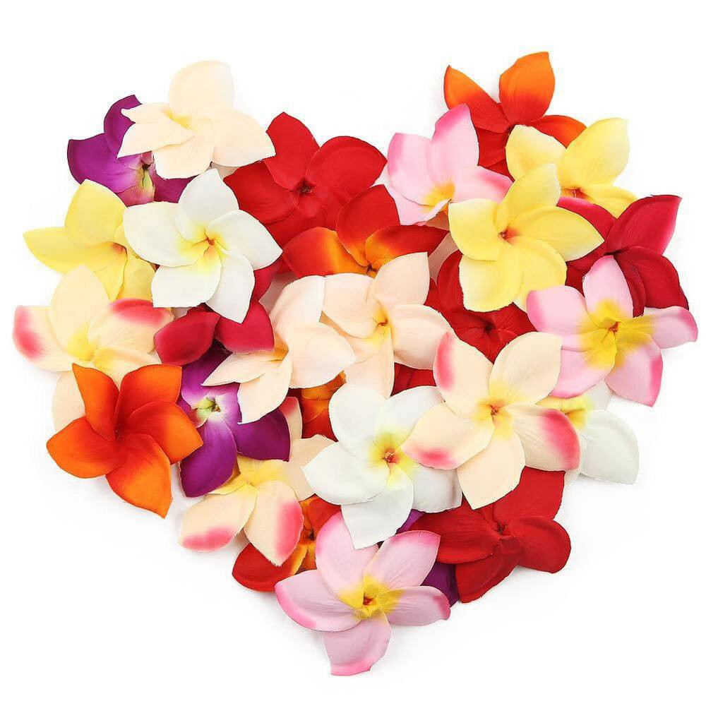 30 Pieces Artificial 3.5 In. Multicolor Indoor/Outdoor Plumeria Frangipani Silk