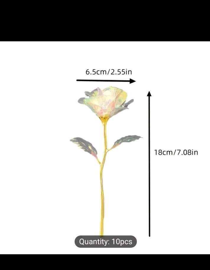 10 X Galaxy Artificial Rose Flower Gift Gold Foil Rose Imitation 24K