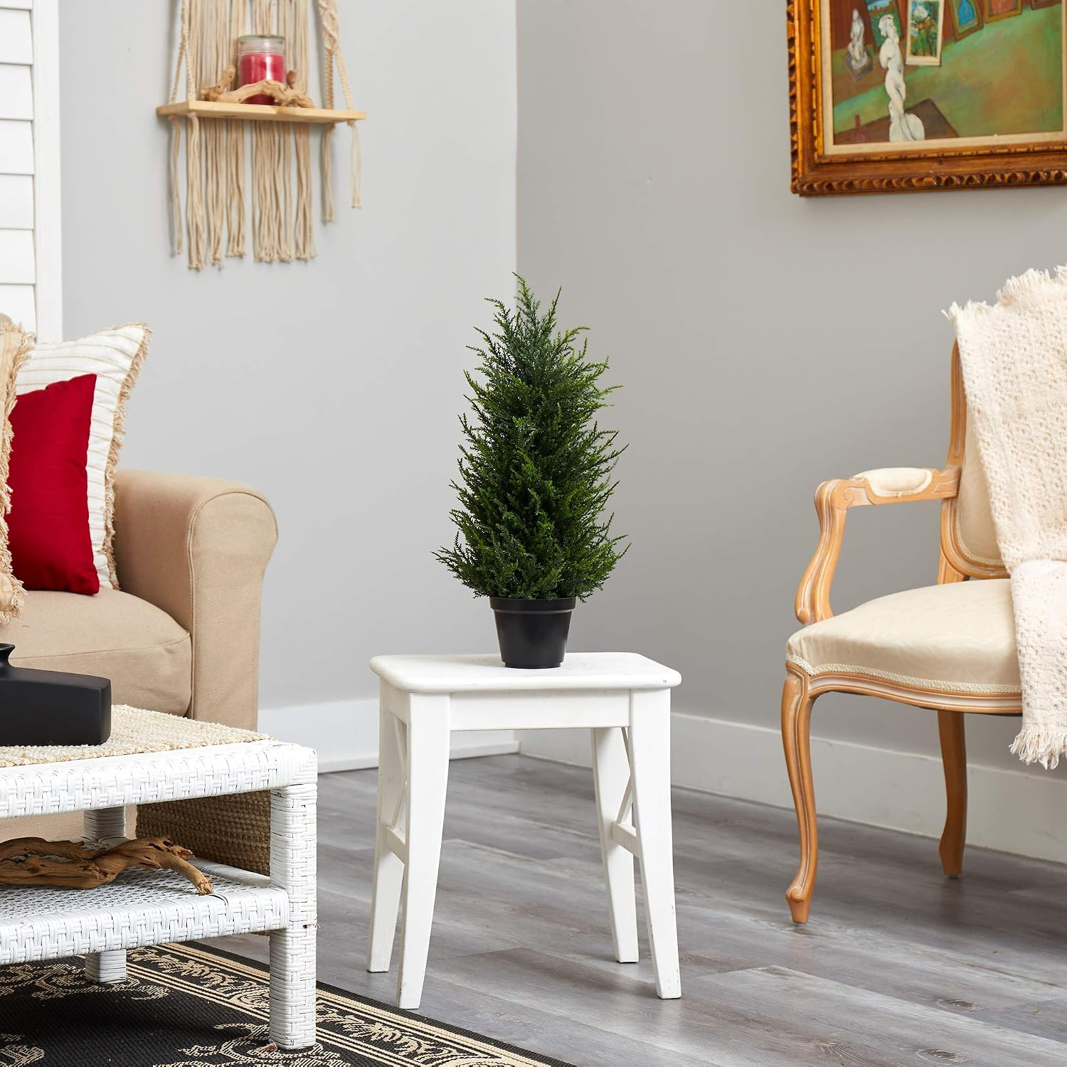 18″ Cedar Artificial Tree with LED Lights – UV Resistant for Indoor/Outdoor Use