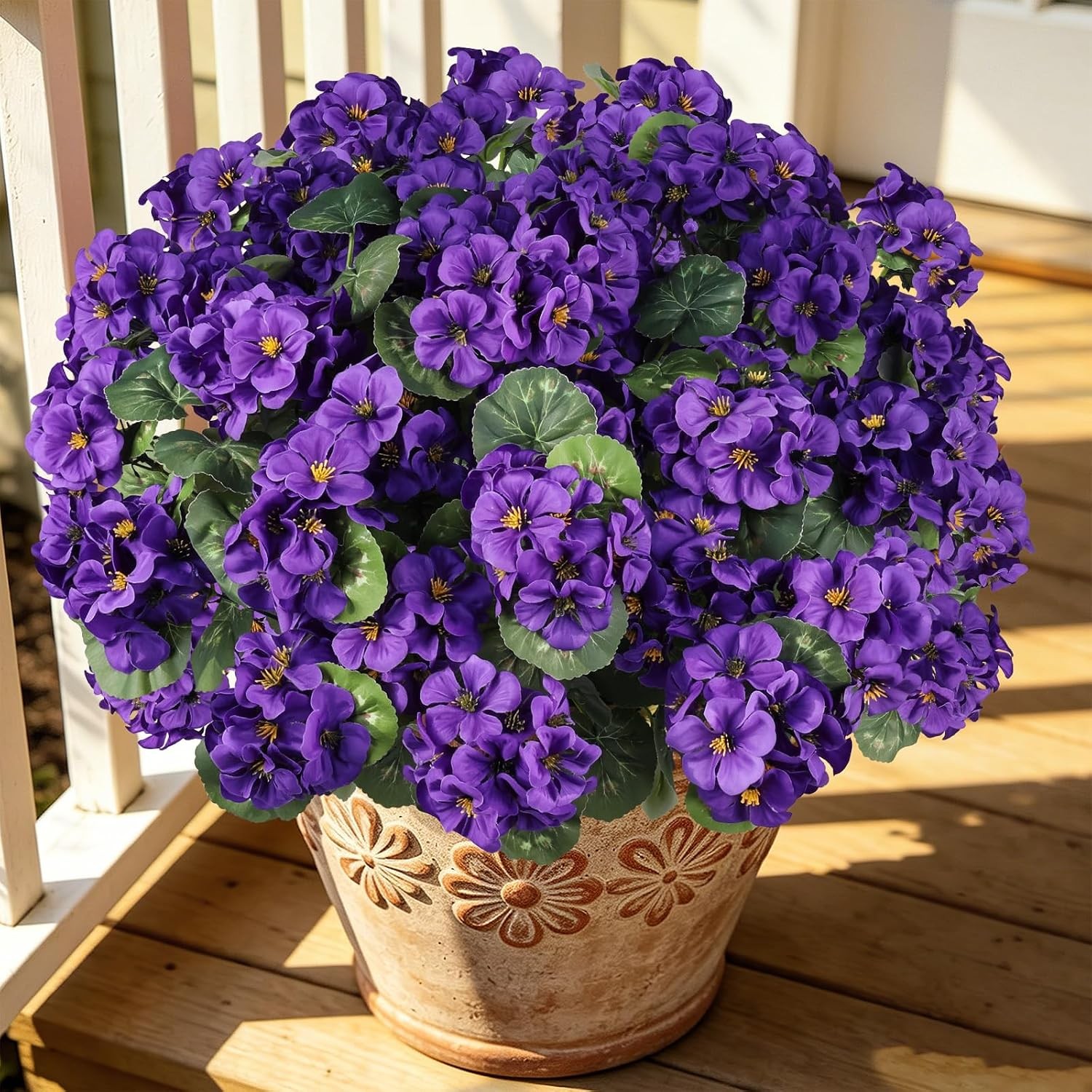 6 Bundles Red Geraniums Silk, Artificial Outdoor Planter Decor