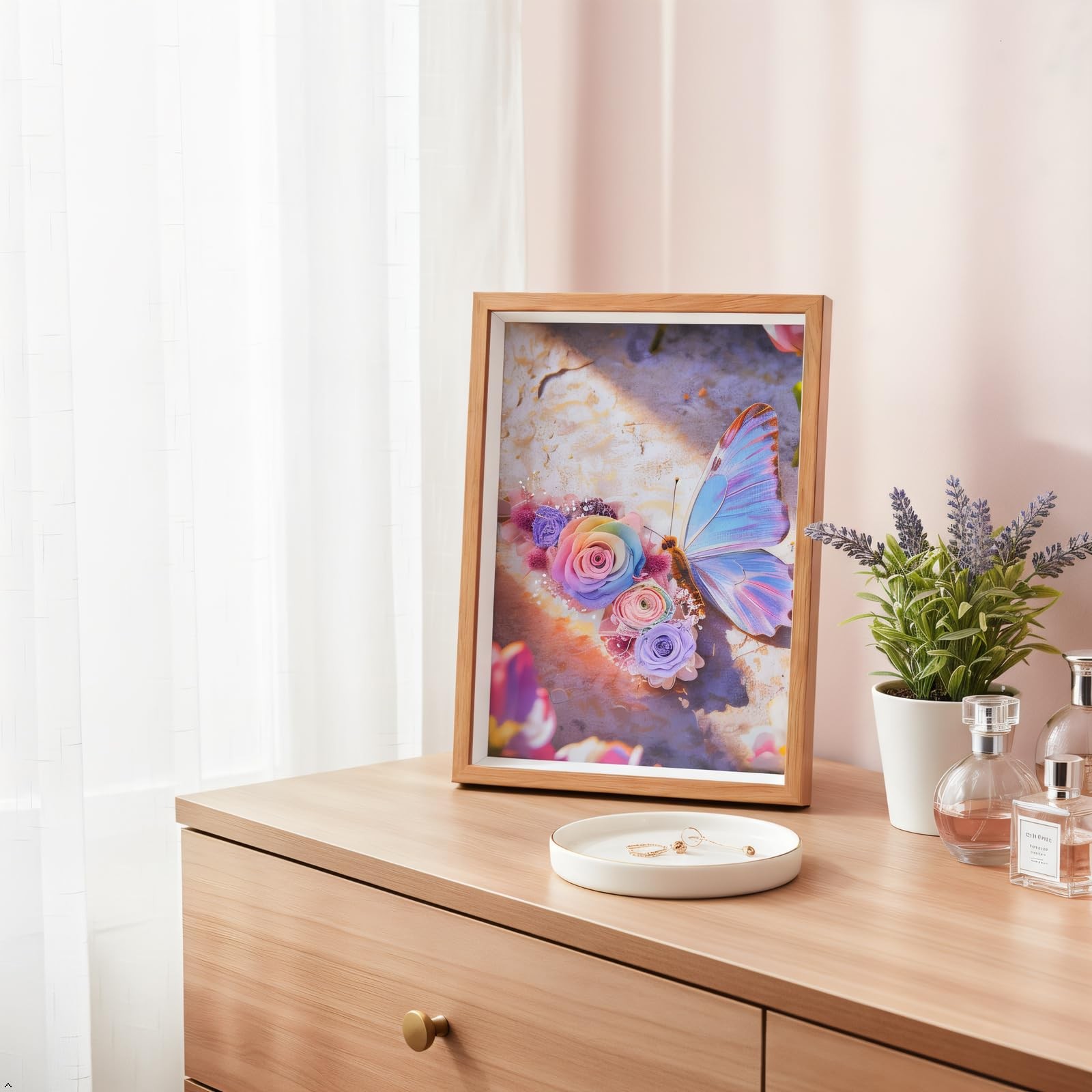 Worthfan Preserved Flower Butterfly Shadow Box Frame, 3D Wall Art Decor with …
