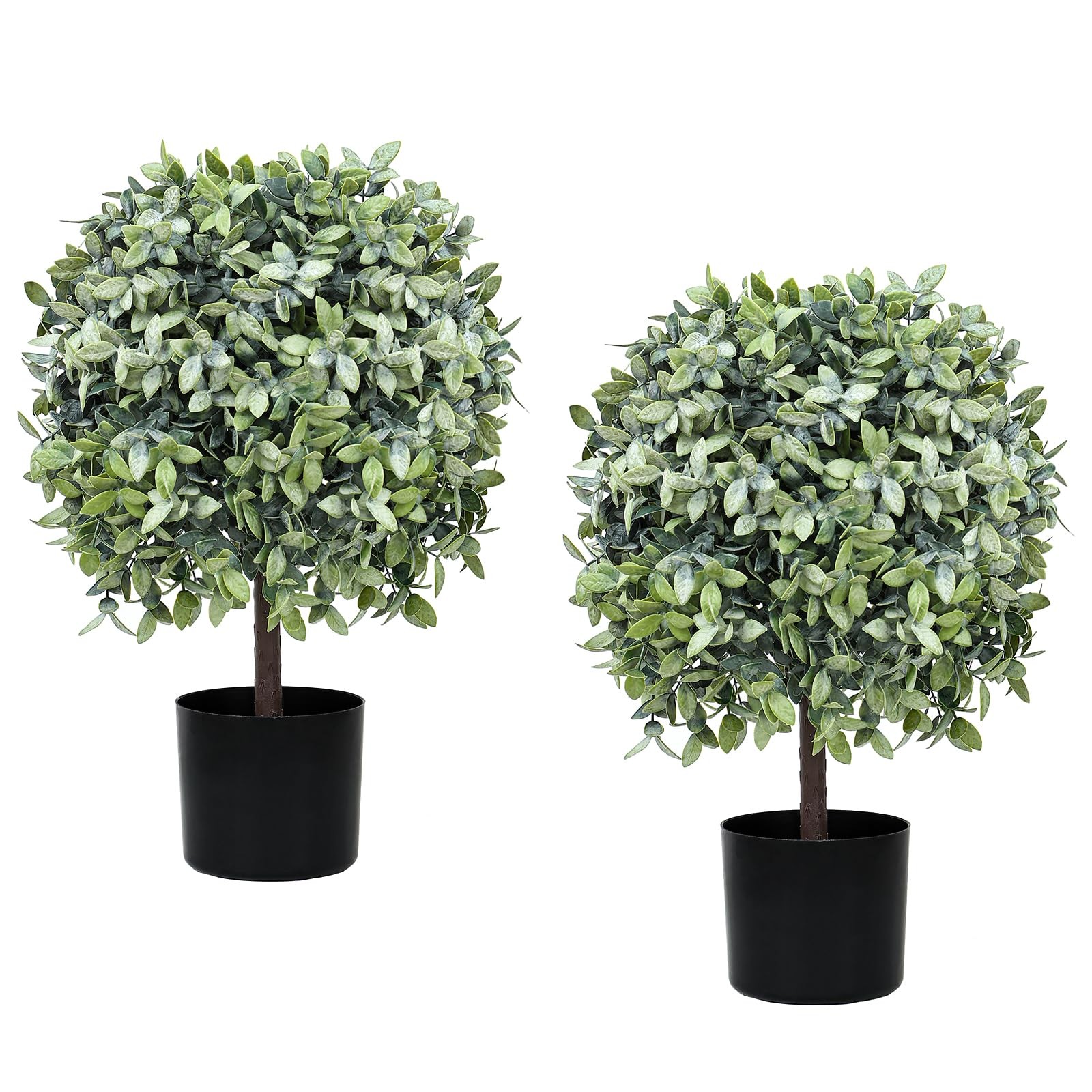 Topiary Trees Artificial Outdoor for Front Porch Set of 2 Faux Shrub Plants (…
