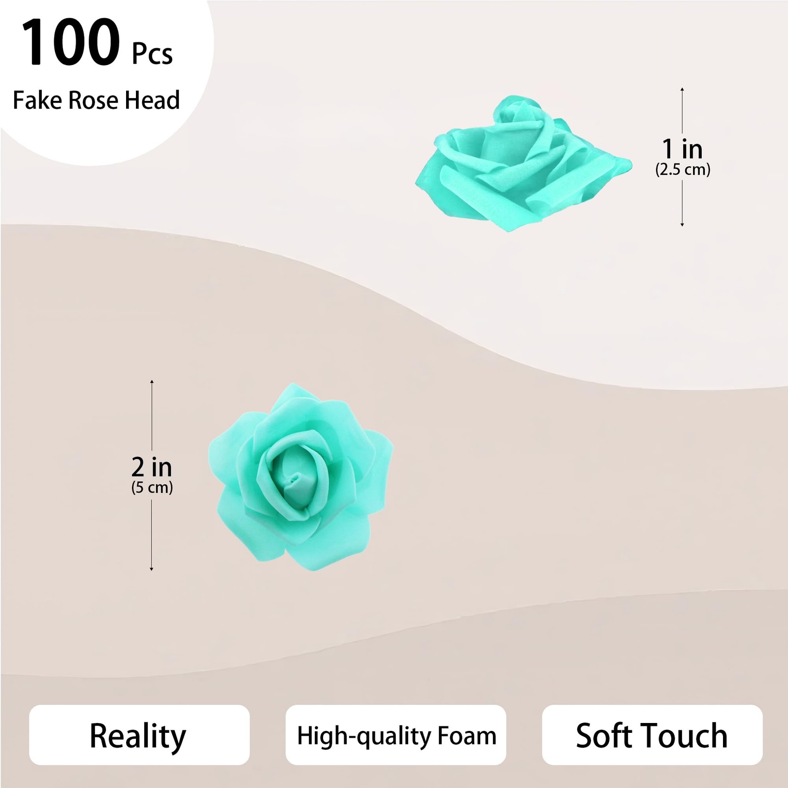 100 PCS Teal Green 2 Inch Artificial Flowers Foam Rose Head Table Centerpiece