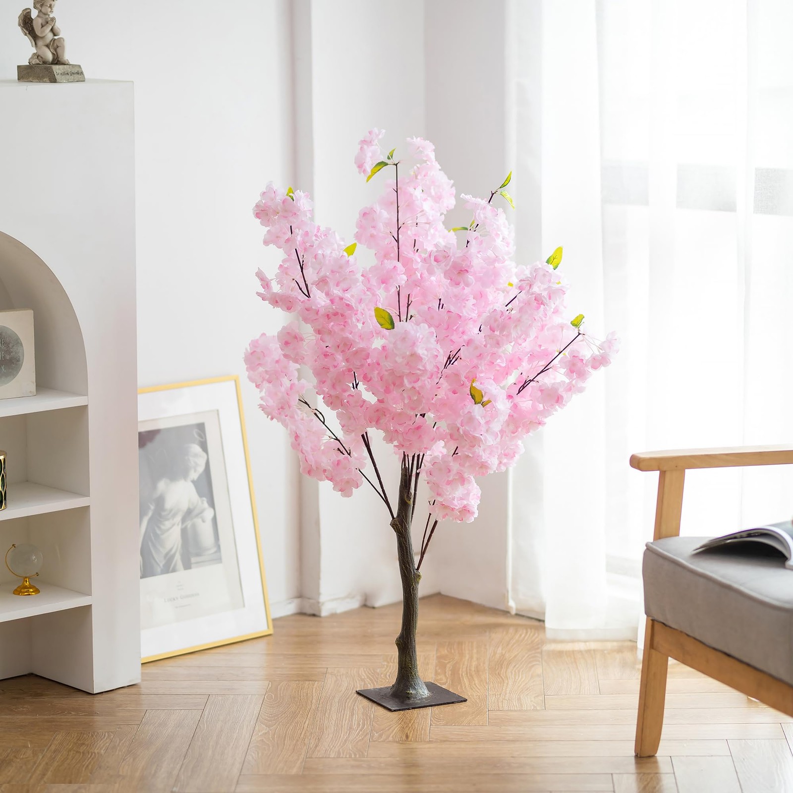 Artificial Cherry Blossom Flower Tree: 3.2ft Tall Faux Pink Japanese Cherry B…