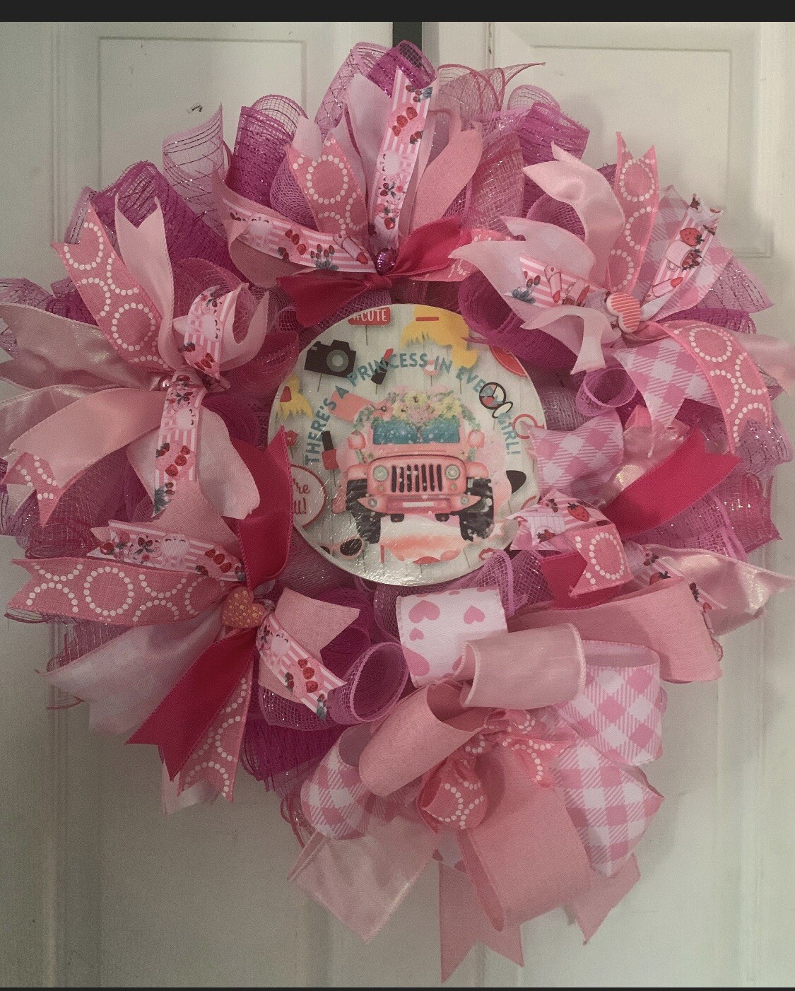 Barbie Inspired Jeep Pink Wreath Spring Summer Girls Fall