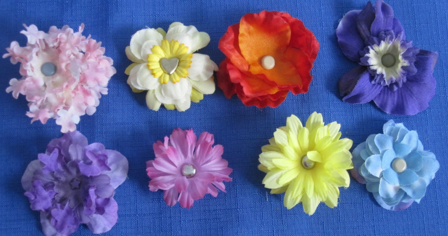 #4 Lot-49 Medium Layers Used Silk Flower Petals .75-3.5″ Brads Multiple Colors