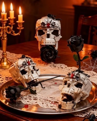 Skull Rose Bouquet Building Set Compatible with Lego Flowers for Adult
