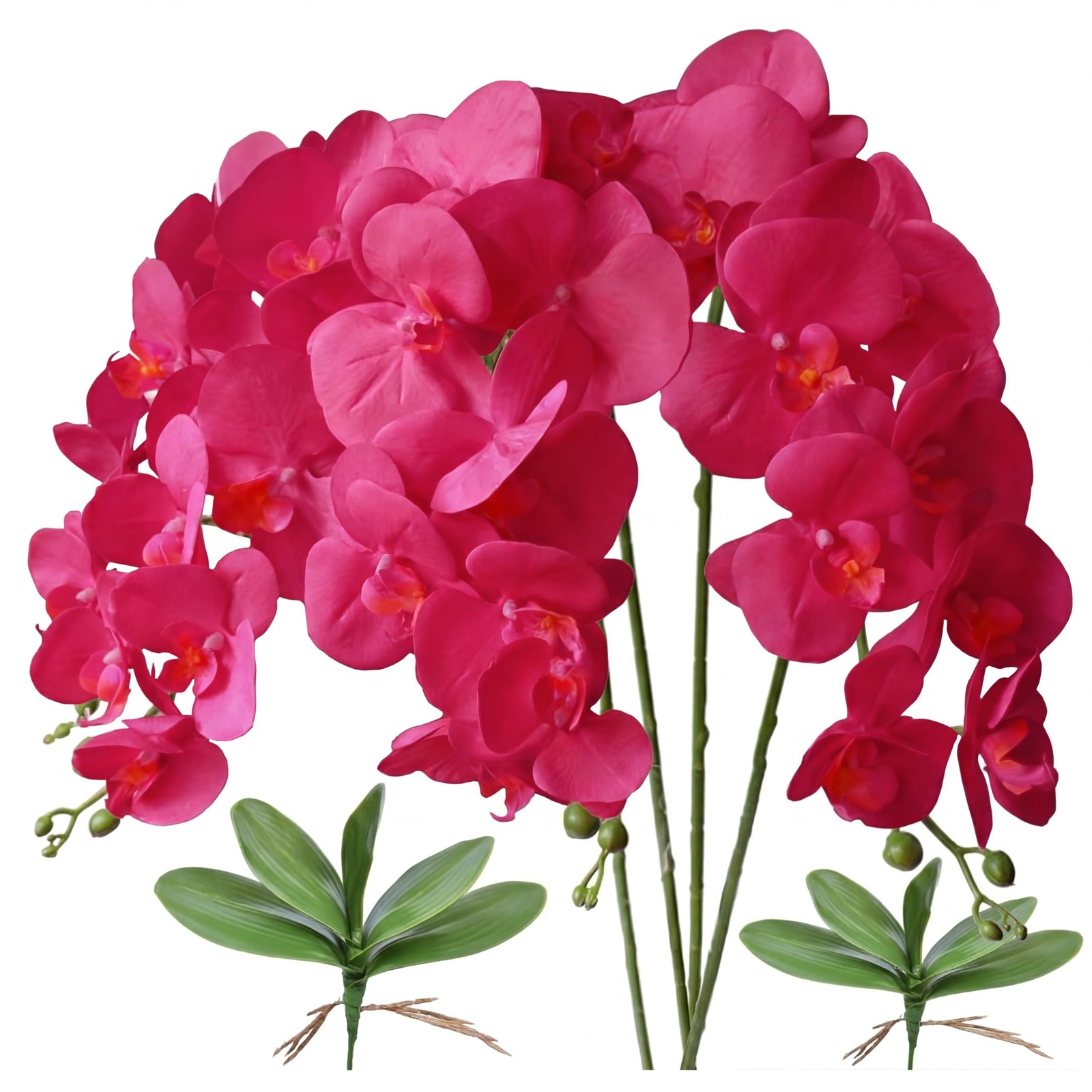 32 Inch Artificial Orchid with 4 Bundles Leaves – Silk Phalaenopsis, Faux Orc…