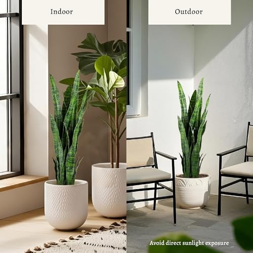 3ft Artificial Snake Plant, Fake Sansevieria Potted Plants, with 1-Pack Green