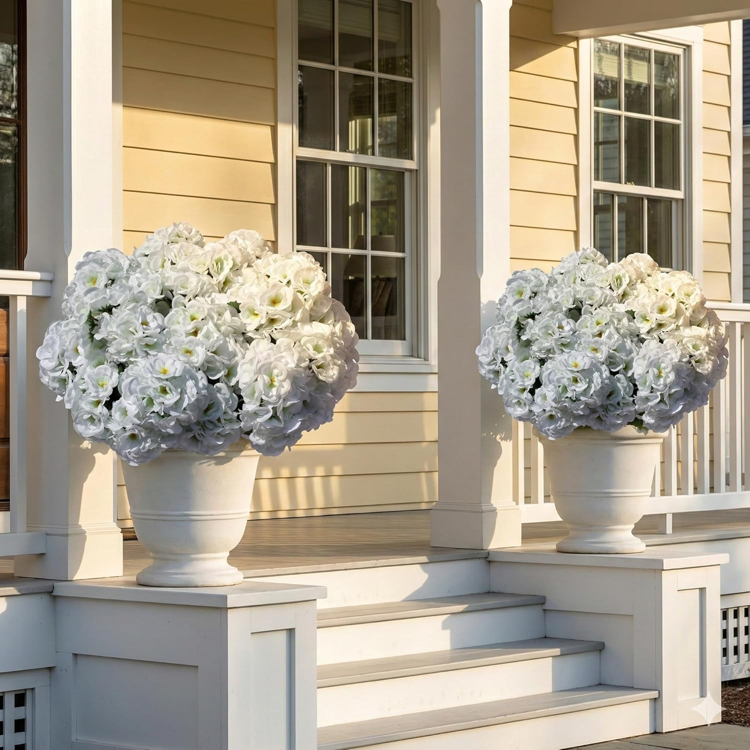 12 Bundles UV Resistant White Geraniums – Realistic Faux Flowers for Home & Gard