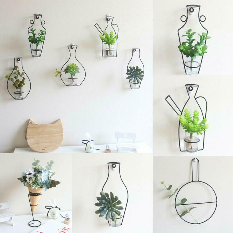1x Creaive Homeart Nordic Style Iron Frame Vase Wall Hanging Plant Dried Flower
