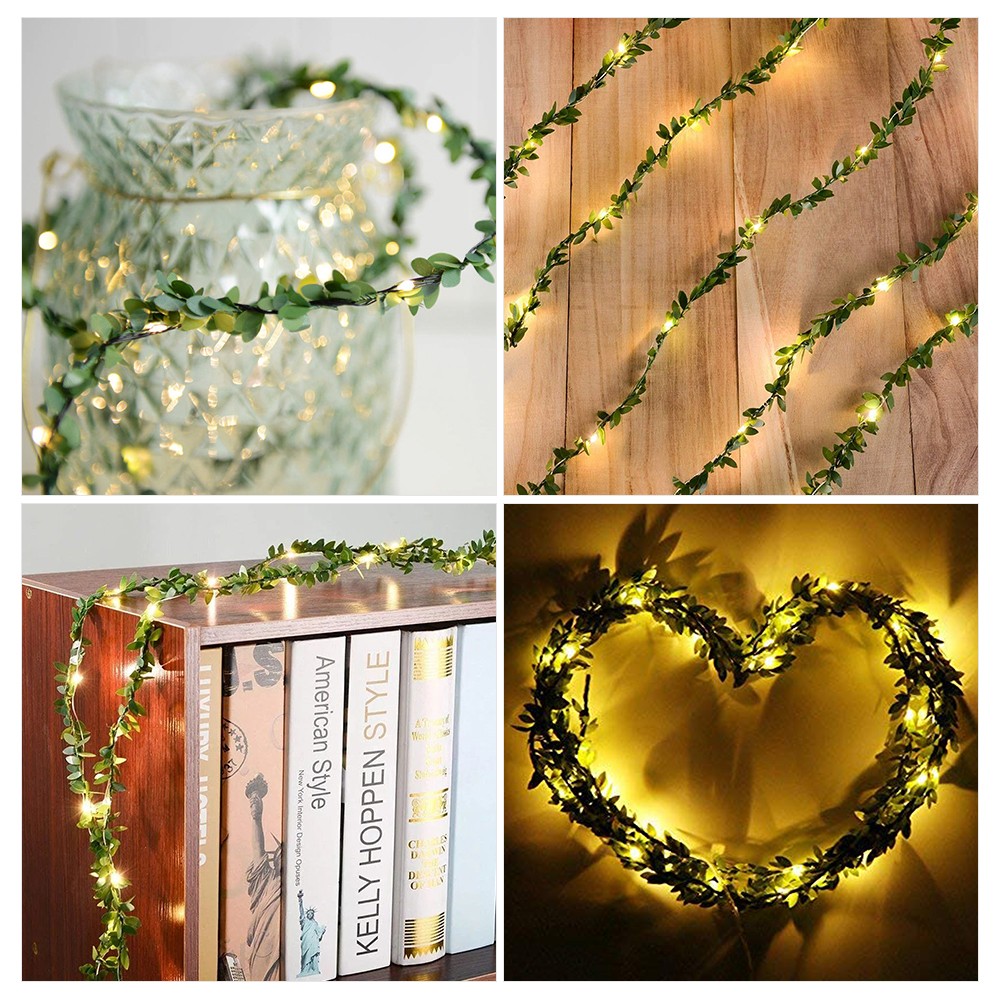 LED Artificial Leave Garland Vine Leaf Wreath Lights for Wedding Christmas Decor