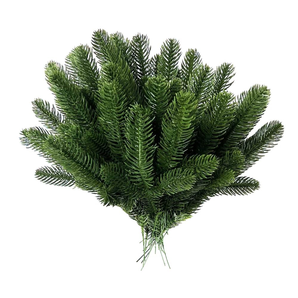 RioBeryo 50 Pcs 10 Inches Artificial Pine Branches Greenery Plants Pine Needl…