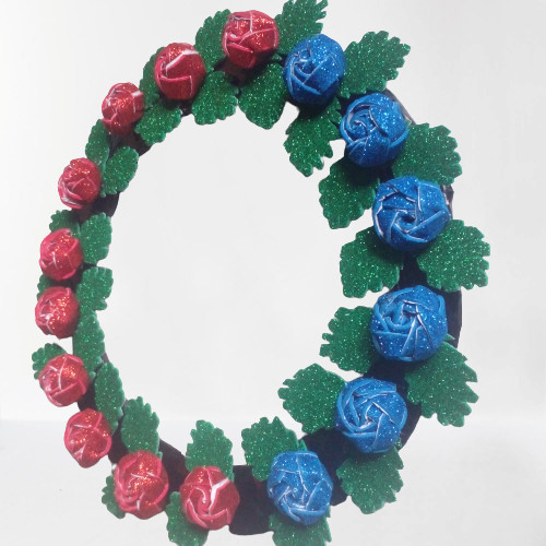 DIY Glitter Foam Rose Flowers Wall Hanging Cardboard Hand Made Home Decor Craft