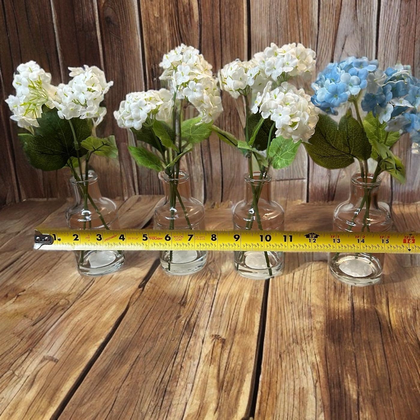 Artificial Hydrangeas Floral Arrangements Glass Bud Vases Botanical Centerpieces