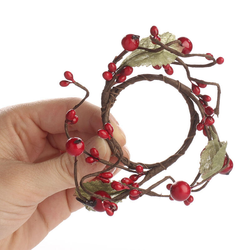 Bulk Buy of 12 Bright Red Assorted Berry 2-1/2″ Taper / Napkin Rings