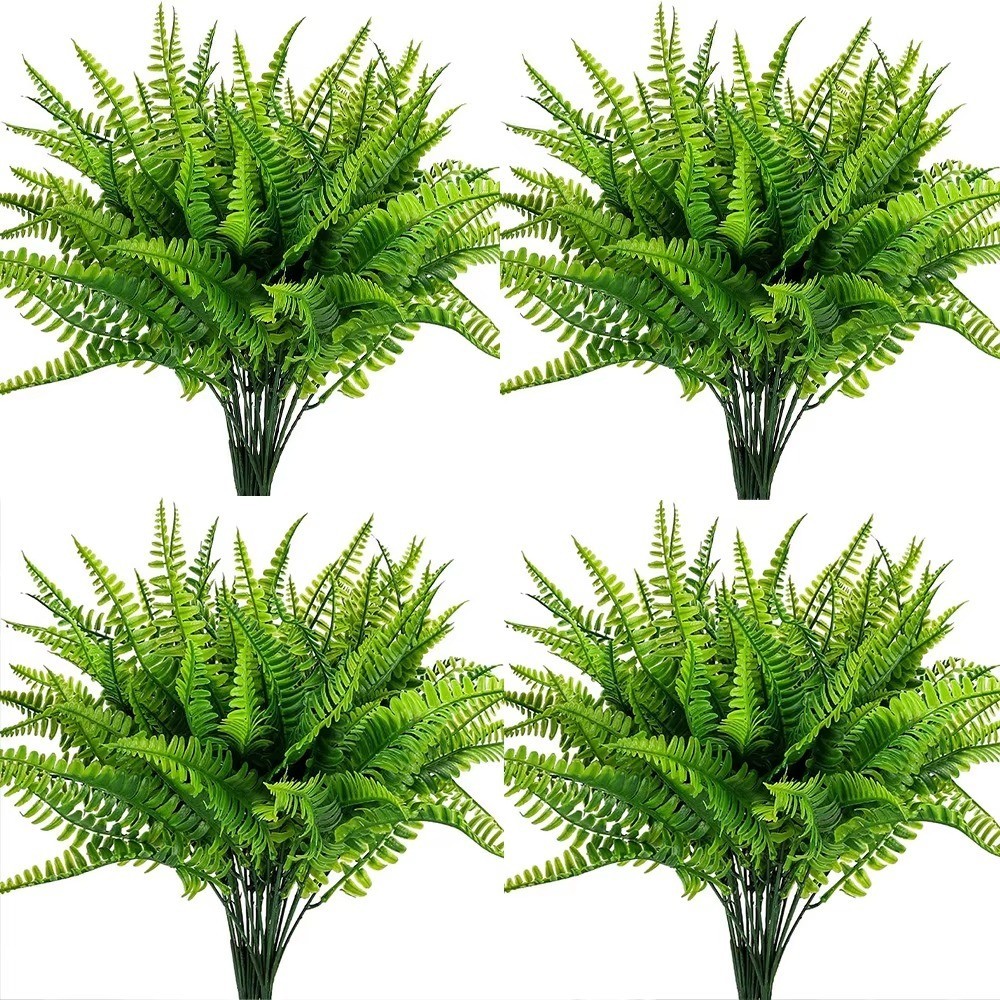 3X Artificial Fake Boston Fern Plants Bushes Artificial Ferns Outdoor Decor US