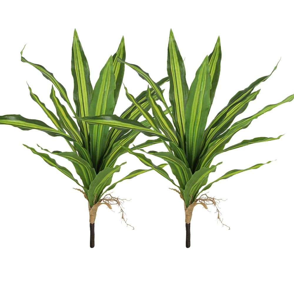 2Pcs Dracaena Artificial Plant 21.6Inch Large Fake Dracaena Fragrans Tree for…