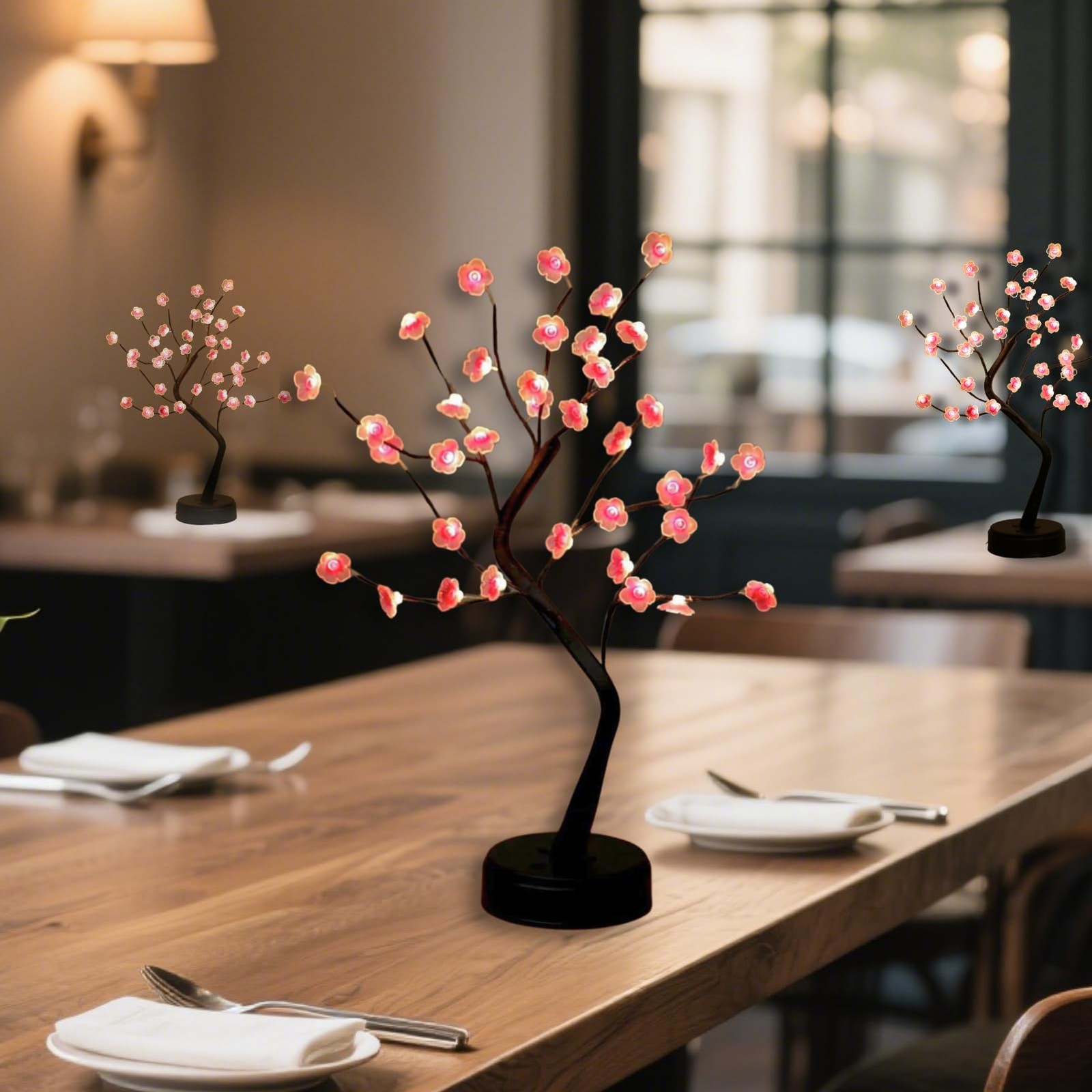 2 Pack Cherry Blossom Tree Lamp, 18inch 36 Led Bonsai Tree Lights, Battery/US…