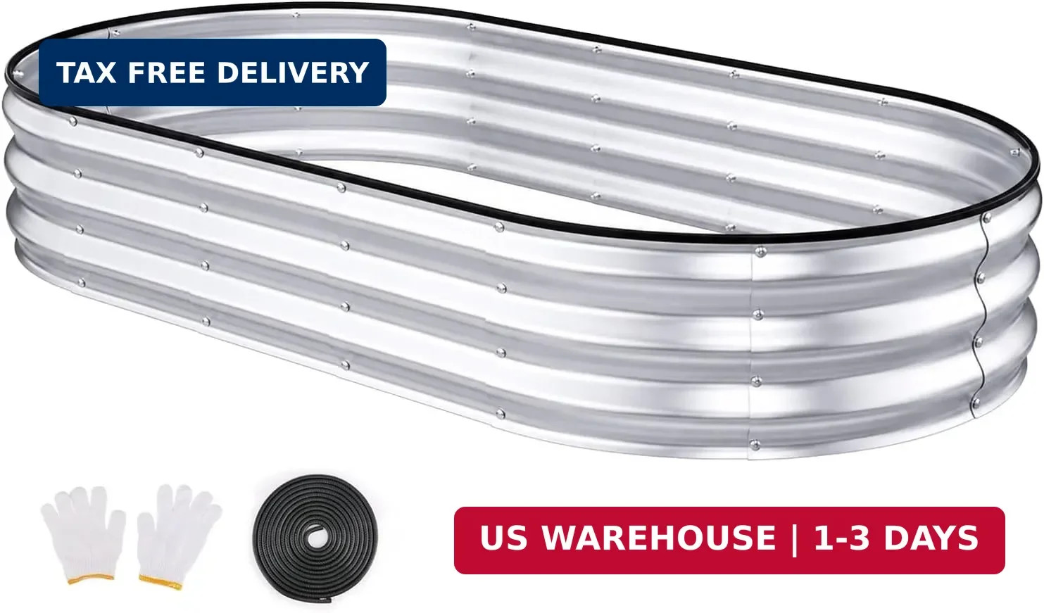 Raised Garden Bed, 6x3x1ft Galvanized Outdoor Planter Beds with Safety Edging an