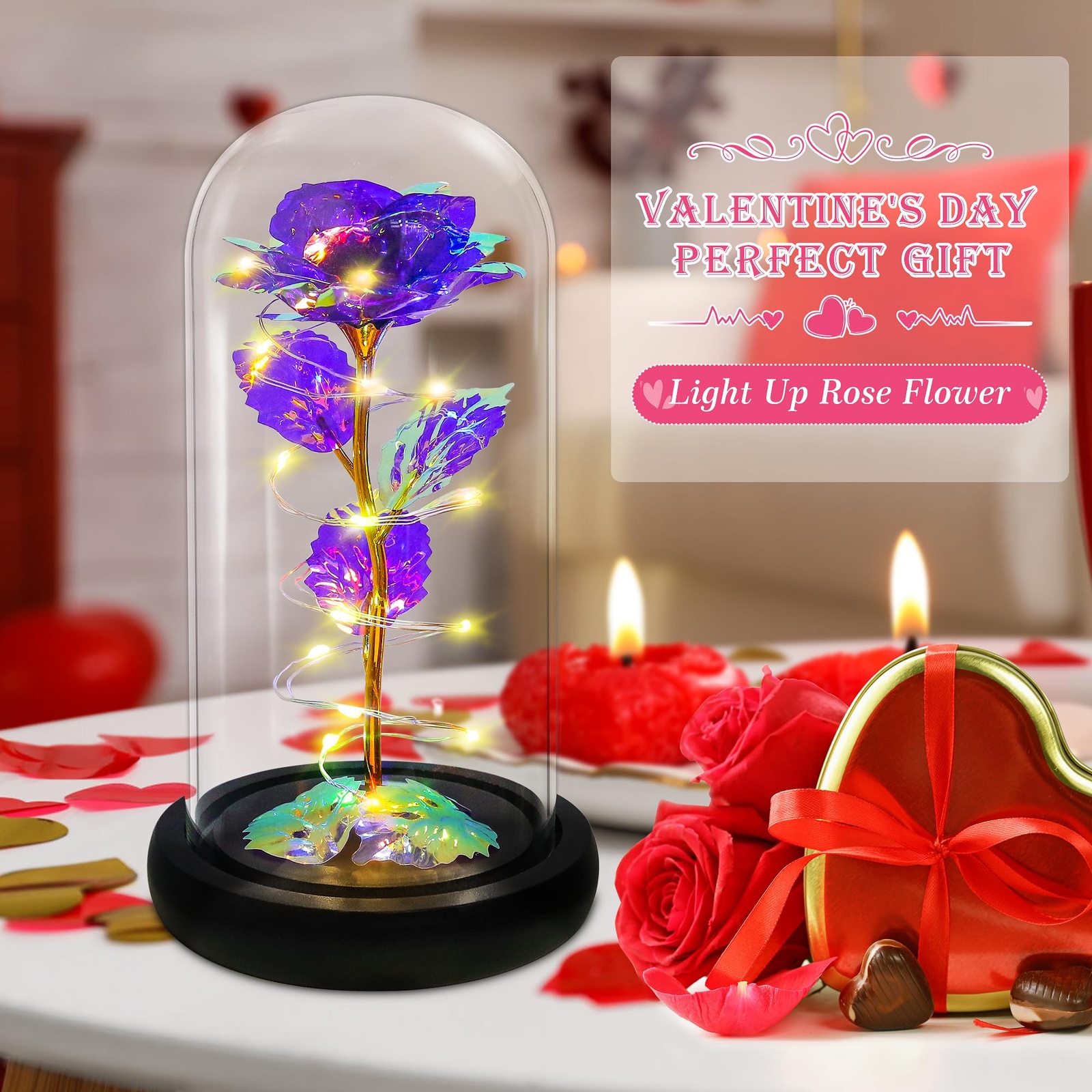 Valentines Day Gifts for Her,Birthday Gifts for Women,Purple Colorful Flowers