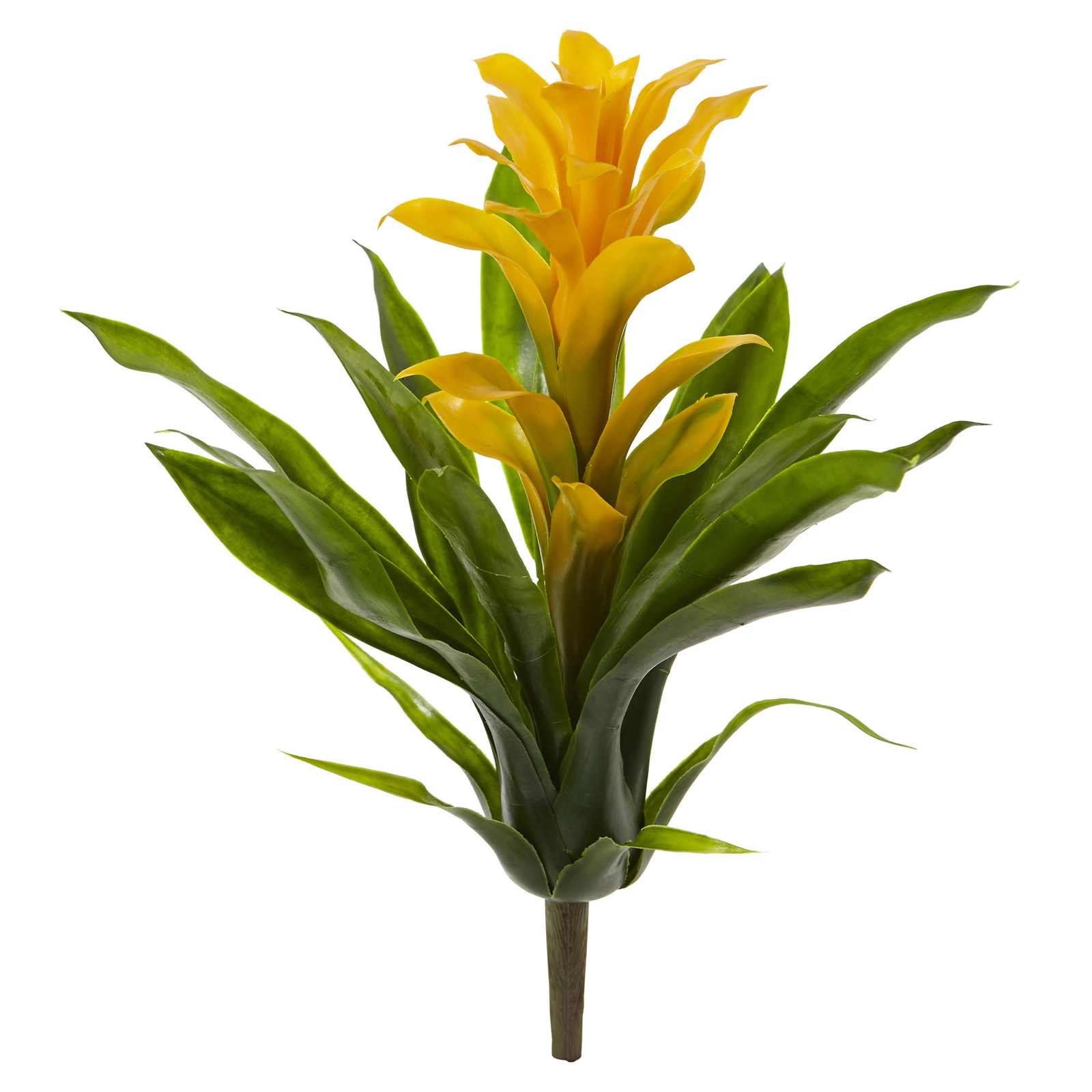 Nearly Natural 15” Bromeliad Artificial Yellow Flower w/ Green Leaves Set Of 4