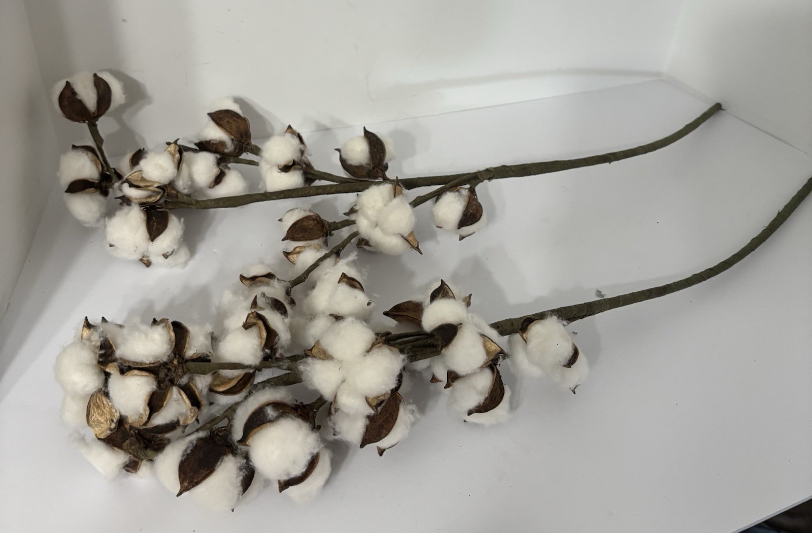 6 STEMS ARTIFICIAL COTTON FLORAL ARRANGEMENT DESIGN FLOWERS CRAFT SUPPLIES