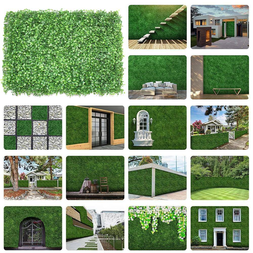 12pcs 24*16″ Artificial Plant Foliage Hedge Grass Mat Greenery Wall Fence Panel