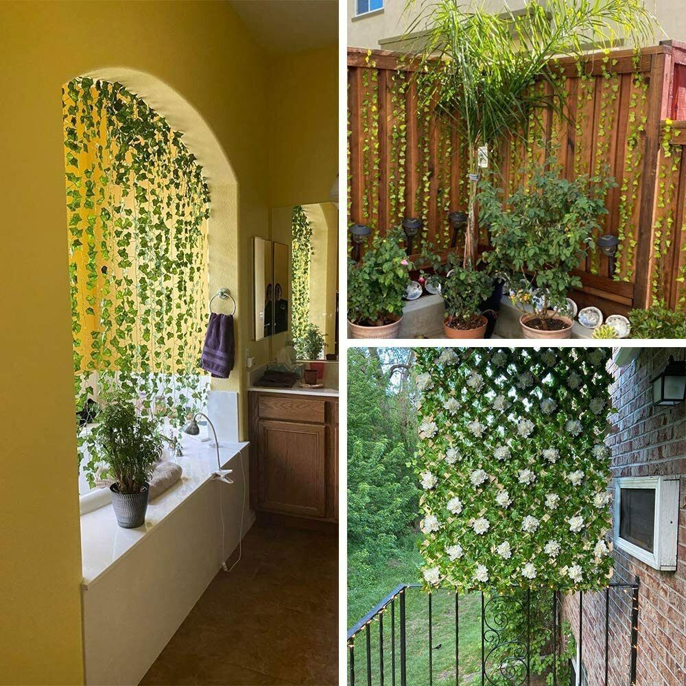 12 PCS Artificial Ivy Leaf Plants Fake Hanging Plants Home Decoration Green