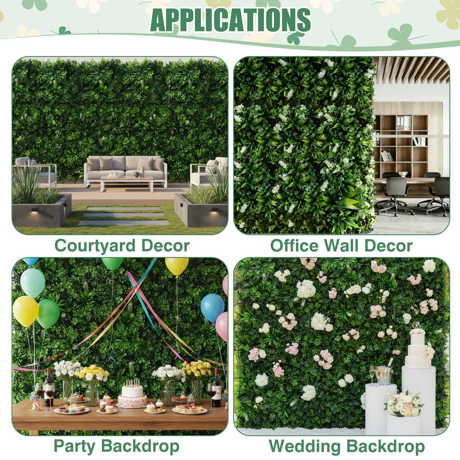 12Pcs 10″x10″ Artificial Grass Wall Panels, Privacy Fence Screen Green Decor …
