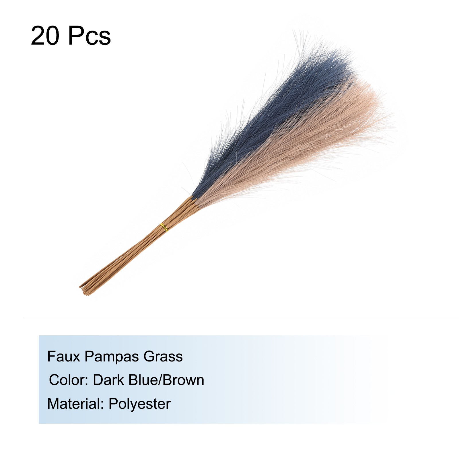 20 x Faux Pampas Grass,21″/55cm Fake Pampas Grass Decor,Dark Blue/Brown