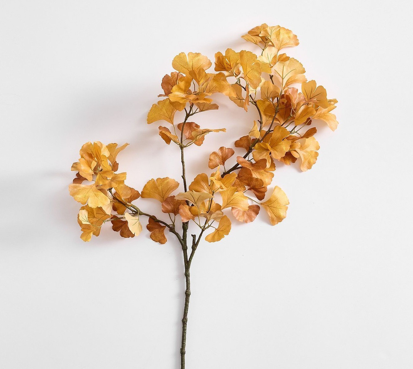 NEW Pottery Barn Faux Golden Fall Autumn Ginko Branches Leaves Stems NWT