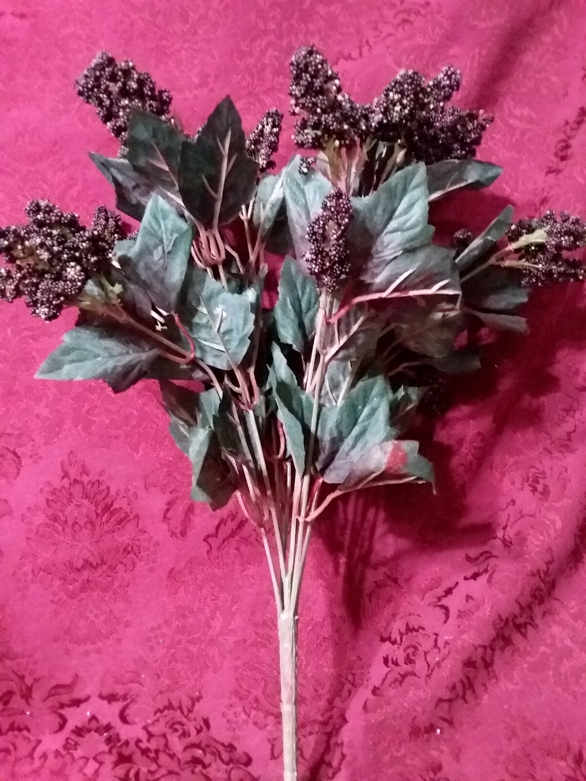 Home Interiors Dark Purple/ Mulberry Seed Cluster Bush /NEW/FREE SHIPPING