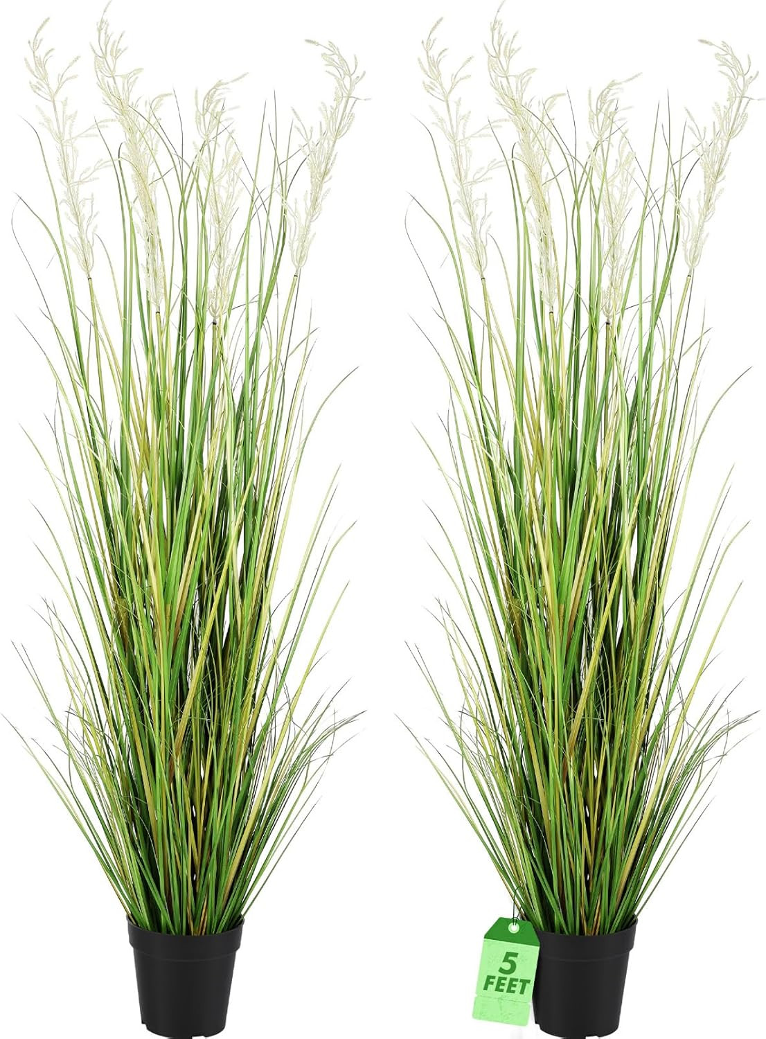 5 Ft Tall Artificial Grass Plants – Potted Faux Pampas for Home Decor (2 Pcs)