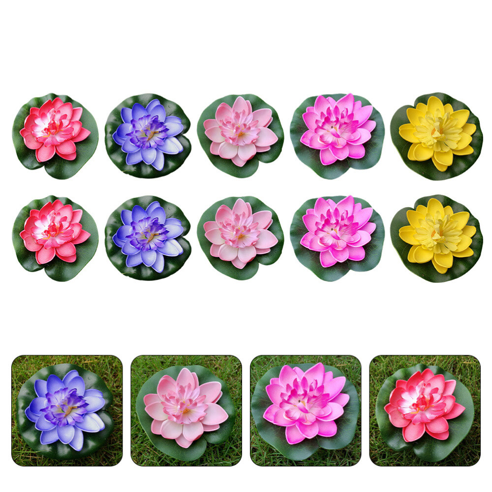 10PCS Artificial Floating Floating Flowers Fountain Artificial Pond Plants